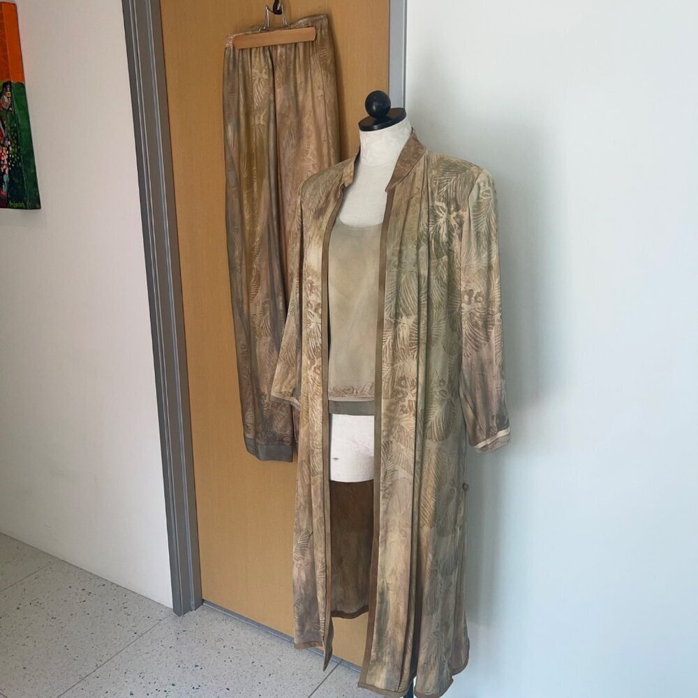 Jordan Vintage Womens Pants Top Duster Set Size Medium Gold Art To Wear